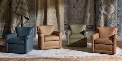 Jane Leather Roll Arm Swivel Chair