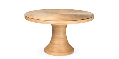Catalina Woven Round Dining Table with Glass Top