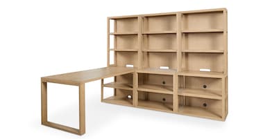 Richmond Modular Office Desk and 3 Wide Bookshelf Set